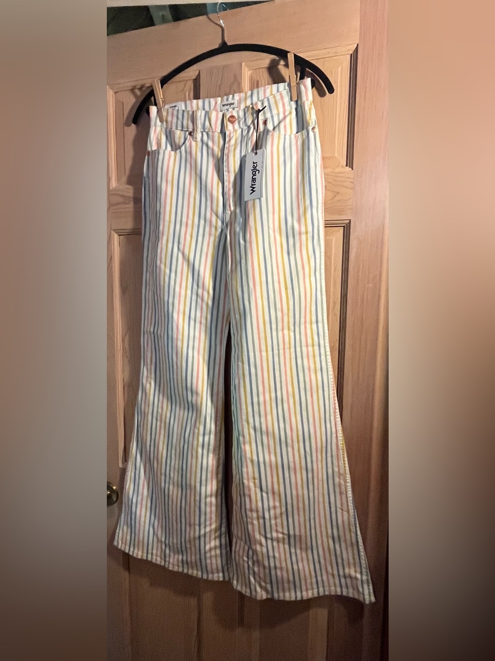 NWT Wrangler Pastel Rainbow Stripe Wide-Leg Pants - Picture 2 of 4